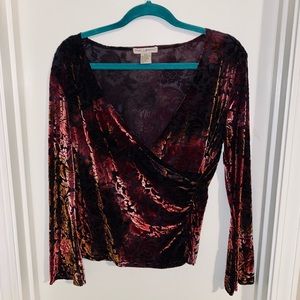 Susan Lawrence Velvet V-Neck Blouse